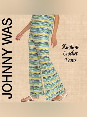 JOHNNY WAS Jade Kaylani Breezy Wide Leg CROCHET Pants NWT Small